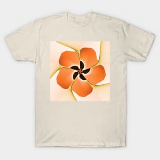 orange poppy pattern T-Shirt